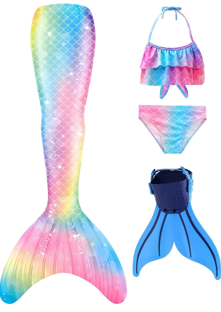 Superband Girls Bathing Suits Swimsuit with Fish Tail Cover Up Birthday Gift for Girl 3-13Years Size 110