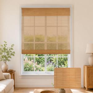 Zeluna Cordless Bamboo Roman Shades for Windows, 24" W x 48" H