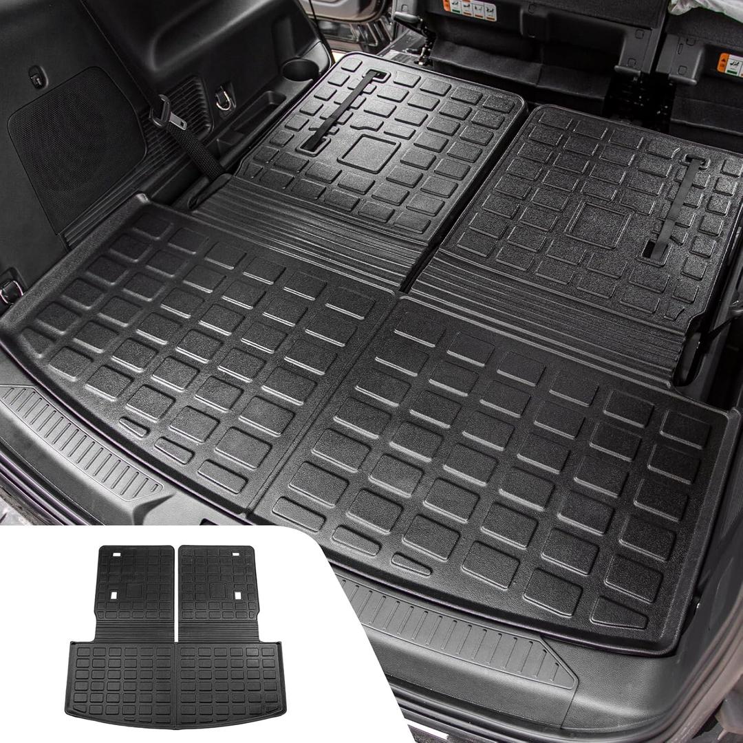 Cargo Mat Compatible with 2020-2025 2026 Ford Explorer TPE All Weather Trunk Mat Back Seat Cover Protector for 6&7 Passenger 2025 Explorer Accessories (Upgrade Trunk Mat with Backrest Mat)