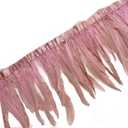 2 Yards 8-10" Rooster Hackle Feather Fringe Trim, Sewing Craft Feather for DIY Decorations-Pink