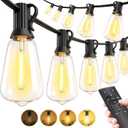 MGVIH Outdoor String Led Patio Lights - 200Ft 60M Outside Waterproof Light with Remote Dimmable ST38 Shatterproof Bulb Hanging Outdoor Electric Lighting for Backyard Yard Gazebo Porch Party
