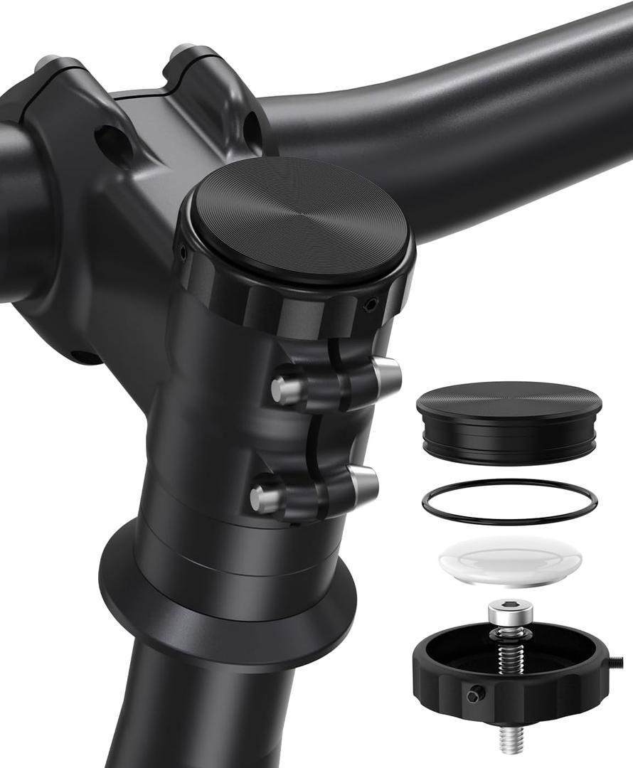AirTag Bike Mount, Hidden Bicycle Stem Cap Mount for AirTag, Anti-Theft Bike GPS Tracker Accessory Waterproof AirTag Holder for Bicycles with Headset Cap Size of 1-1/8" & 1-1/4"