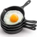 Hiceeden 4 Pack Mini Cast Iron Skillet, 4" Small Frying Pans with Double Drip-Spouts for Stove, Oven, Grill Safe, Indoor and Outdoor Use, Non-stick