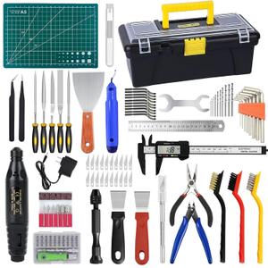 135PCS 3D Printer Tools & Accessories Kit,3D Printing Tool Set with Tool Box,3D Printer Accessory Including Nozzle Cleaning Kit,Electric Polishing Machine,Deburring Tool,Sanding Pens,Deburring Kit