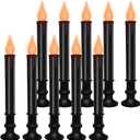 10 Pack Halloween Window Candles Lights, Battery Operated Window Candles with Timer, Flameless LED Candle with Taper Flickering Bulbs for Dining Table Halloween Decor (Black)