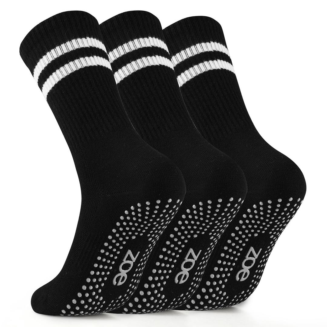 Zoe Cubby Grippy Toes Pilates Socks for Women - Non Slip Yoga Socks with Grippers, Sticky Barre Hospital Slipper Socks, 3-Pair Pack