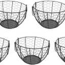 Bloepum 5X Iron Egg Storage Basket Snack Fruit Basket Collection Ceramic Hen Ornaments Decoration Kitchen Accessories B