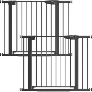 Cumbor 2 Pack Baby Gate for Stairs, Mom's Choice Awards Winner-Dog Gate for Doorways, Pressure Mounted Self Closing Pet Gates for Dogs Indoor, Safety Child Gate with Easy Walk Thru Door (Black) 29.7-40.6"W x 30.5"H (2 Pack )