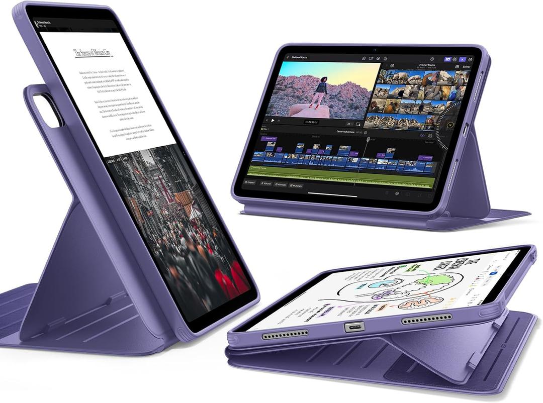 ESR for iPad Air 13 Inch Case M4/M3/M2 (2026/2025/2024), Removable Magnetic Cover, Adjustable Portrait/Landscape Stand, 9 Standing Angles, Shift Series, Purple