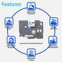 JOJOME TZE-231 Compatible Label Tape Replacement for Brother TZe-231 TZ-231 Laminated P Touch Label Maker Tape, Black on White, for PT-D200 PT-D210 PTH100 PT-D400, 0.47" x 26.2'(12mm x 8m), 5 Packs