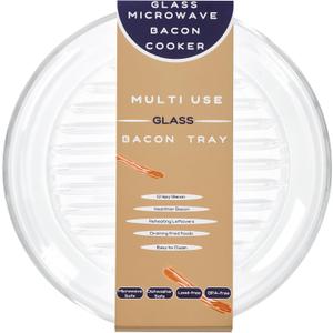 Microwave Bacon Cooker, 10inches Glass Microwave Pan for Heating Food and Making Crispy Bacon, Round
