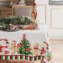 XCHI Plaid Winter Snowman Gingerbread Man Christmas Tree Tablecloth Rectangle Christmas Table Cloth Washable Table Coversfor Indoor Dining Home Party Xmas Decorations 60x104 Inch