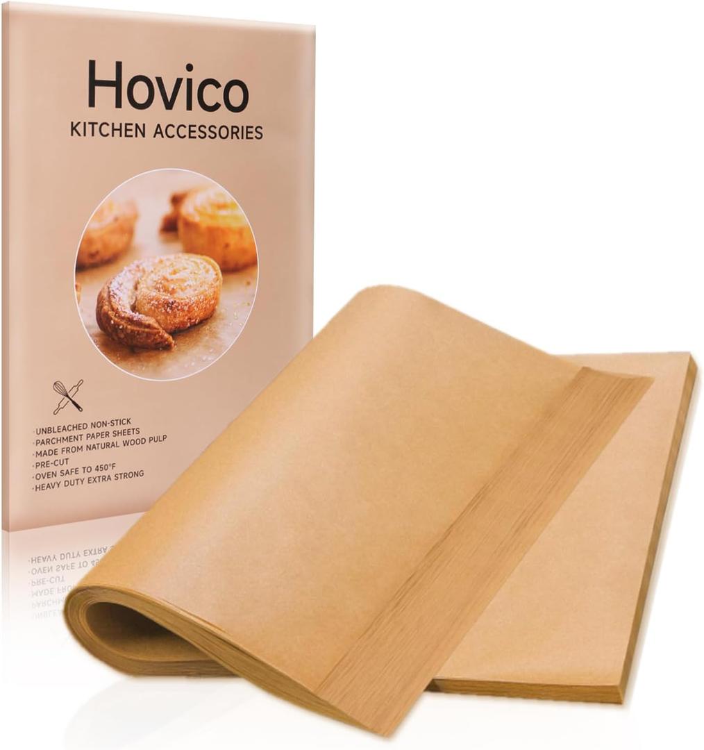 Hovico 130PCS Parchment Paper Baking Sheets, 9x13 Inch, Precut Non-Stick Parchment Sheets for Baking, Grilling, Air Fryer, Steaming, and More (Unbleached) - Perfect for BBQ, Picnic, Festival, Bread