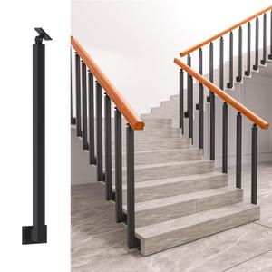 Side Mount Stair Railing Indoor, Black Metal Baluster Posts, with 270 Adjustable Railing Spindles, for Steps, Balconies, Staircases, Decks, Patio Stairs and Outdoor Decor. (Height: 35.43 in)