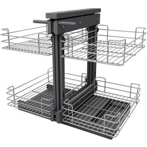 VADANIA Blind Corner Pull Out Organizer for 36" Cabinet, Left Open & Right Open Compatible, Min Opening 15", 2-tier Pull-out Basket, Soft Close, Bottom Mount