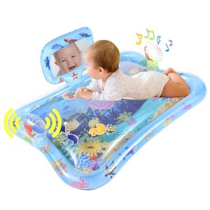 Inflatable Tummy Time Water Mat with Mirror  Portable Baby Play Mat for 012 Month Infants, Strengthen Muscles & Promote Sensory Development, Gift for Boys & Girls