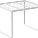 Kitchen Cabinet Storage Shelf Stackable Wire Spice Rack Organizer Heavy Duty Space Saver for Bathroom Bedroom Closet Laundry Room Office Countertop - White, Pack 1
