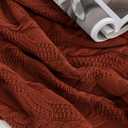 Aormenzy Red Brown Knit Throw Blankets Oversized Cable Knit Decorative Throw Blanket Soft Cozy Knitted Blanket for Sofa Couch Bed, 60" x 80"