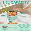 Dezin Hot Pot Electric Upgraded, Non-Stick Saut Pan, Rapid Noodles Electric Pot, 1.5L Mini Portable Hot Pot for Steak, Egg, Fried Rice, Ramen, Oatmeal, Soup with Power Adjustment