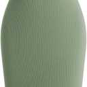 Women's Summer Dresses Button Front Ribbed Bodycon Tank Dress Square Neck Sleeveless Casual Midi Dress Green