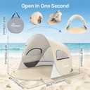 Wolfwise Pop up Beach Tent Sun Shelter with UPF50+ UV Protection, Instant Easy Setup Popup Beach Shade Canopy for 3 Person, Portable & Foldable with Carring Bag, 87 ×57×47 in, Beige