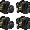Goldenwarm Matte Black Closet Door Knobs Interior No Lock, Passage Door Knobs Hallway, Black Door Knob Without Lock 4 Pack