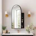 Medicine Cabinets for Bathroom, Black Arched Medicine Cabinet Recessed or Surface Wall-Mounted,Modern Bathroom Vanity Mirror with Storage, Mirrored Cabinet with Adjustable Shelves,16x31 Inch