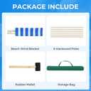 MABOZOO 20ft Beach Windscreen Set, Blue White Beach Fence Wind Blocker with 6 Hardwood Poles, Rubber Mallet and Carry Bag, Sunbathing Privacy Screen for Sand, Sun, Wind, 240 inches