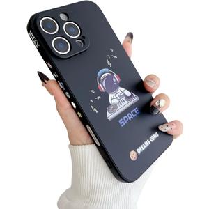 2 x Yonds Queen for iPhone 16 Pro Cute Case, Cool Cartoon Astronaut Space Planet Moon Design Stylish Bumper Cover Soft TPU Protective Anti-Slip Shockproof Fashion Case(iPhone 16 Pro, Music)