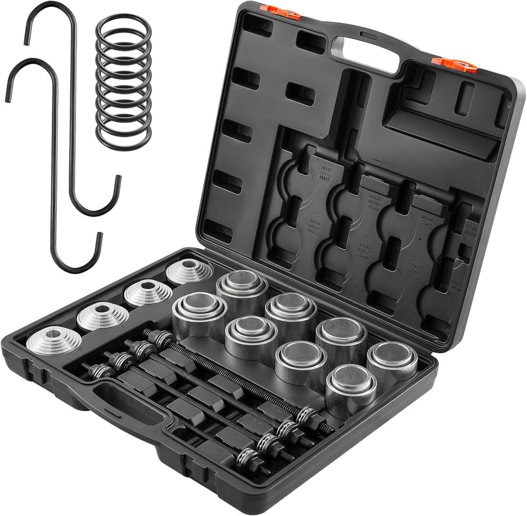 VEVOR Pull and Press Sleeve Kit 28 PCS - Steel Bush Bearing Removal and Installation Set - Bush Removal Insertion Sleeve Tools with Carrying Case - Multi-Vehicle Compatibility for LCV and HGV Engines