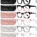 CCVOO 1.5 Style Reading Glasses for Women, Stylish Eyeglasses, Blue Light Readers, Cheaters, (A1 Mix)