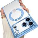 OOK Magnetic Case Made for iPhone 17 Pro 6.3 Inch (Compatible with MagSafe) Clear Phone Cover with Screen Protector Soft TPU Anti-Scratch Shockproof Protective Case for Women Men - Blue