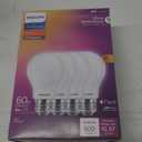PHILIPS LED 60W A19 4-Pack Ultra Definition Soft White (2200K) 800 Lumen (8W=60W) Dimmable Flicker Free Light Bulbs
