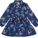 Disney Girls' Tiered Dress Toddler to Big Kid (Blue)