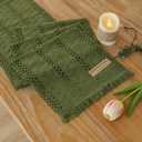 Keketoarrange Boho Sage Green Table Runner for Spring Home Decorations 12x72 Inches Farmhouse Small Macrame Woven Burlap Rustic Coffee Dresser Table Runner Dining Kitchen Centerpiece Bohemian Decor
