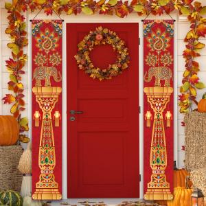 Diwali Decorations for Home - Deepawali Indian Festival of Lights Banner - Ganesha Porch Banner - Pooja Decor - Party