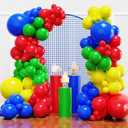 YMSZ Red Blue Green Yellow Balloons, 136pcs Colorful Latex Balloons with Different Size for Birthday, Carnival Circus, Baby Shower Party Decorations