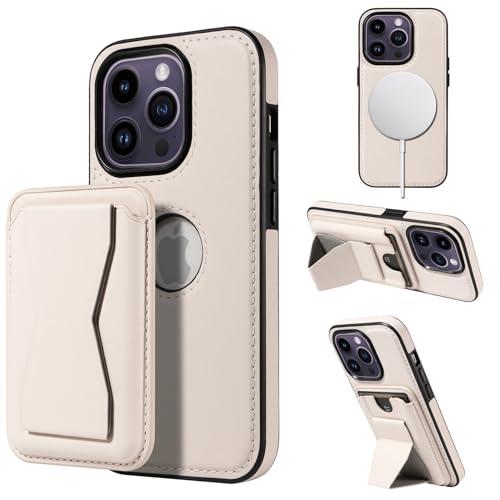 Pack of 2 Dipipiya for iPhone 14 Case Leather, 2 in 1 Detachable,Compatible with MagSafe,with Card Holder, PU Leather Kickstand Card Slots Case 6.1" White