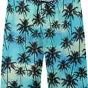 Mens Swim Trunks Quick Dry Board Shorts with Mesh Lining, Breathable Fit Print Beach Shorts Swimwear Bathing Suits (Blue)