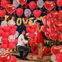 2 x 114Pcs Red Valentines Day Decorations with I Love You Banner Foil Red Heart Love Balloons 1000Pcs Rose Petals Hanging Heart Garlands for Wedding Anniversary Decor Romantic Proposal Day Decorations