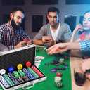 Aoriher Blackjack Casino Game Set, Include 300 Poker Chips, Casino Felt 1 Automatic Card Shuffler 6 Deck Dealer Shoe Discard Holder Tray Aluminum Case for Texas Holdem Blackjack Poker (Green)