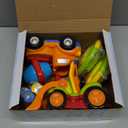 PREXTEX 2 Pack Remote Control Cars for 35 Year Old Boys  Truck and Tractor Toddler Toys with Easy Controllers  Sound and Light Play Features  Fun Easter Gift Basket Toy for Kids