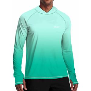 Men's UPF 50+ Sun Protection Hoodie Shirt Long Sleeve SPF Fishing Outdoor UV Hiking Lightweight Shirts (Blue, S)