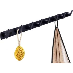 Coat Rack Wall Mount with 8 Hooks, Black Wall Coat Hook, Wall Mounted Modern Coat Rack, Coat Hook is Suitable for Living Room Entrance, Bedroom, Kitchen, Bathroom Etc.