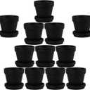 Yishang Black Terra Cotta Pots with Saucer - 12-Pack Large Terracotta Pottery 3'' Clay Planter Cactus Flower Succulent Pot with Drainage Hole