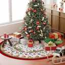 XCHI Red Gingerbread Man Snowman Christmas Tree Skirt Christmas Party Decorations for Home Xmas Holiday Winter Indoor Decro 48 Inch