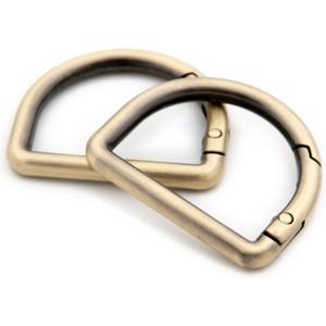 Metal D-Rings, 10 PCS Spring Opening Purse Making Clip Key Ring Holder (Brushed Brass)