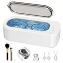 Ultrasonic Jewelry Cleaner Machine: 48KHz Ultra Sonic Cleaner for Jewelry,Eyeglass,Rings,Watch Band,Dentures,with Dual Cleaning Modes,350ML 304 Stainless Steel Tank,Gift for Wife,Mom,Daughter (White)