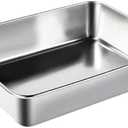 Stainless Steel Tray Dish Plate, Food Storage Container for Fruit Vegetables Rectangle Metal Dinner Plates for BBQ, Dining, Party, Buffet, Dishwasher Safe (L) Set of 4