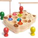 Fishing Game for Kids 3-5,Wooden Montessori Preschool Education Learning Hand-Eye Cognition & Fine Motor Skill Color Sorting Magnetic Fishing Toys Christmas Stocking Stuffers Gifts for Boys Girls